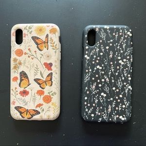2 Pela iPhone X Cases - Seashell Monarch Butterfly/Black Night Garden
